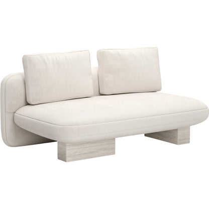 Overlap Armless Loveseat by Caracole in whisper of gold. Made from stone in a transitional style.