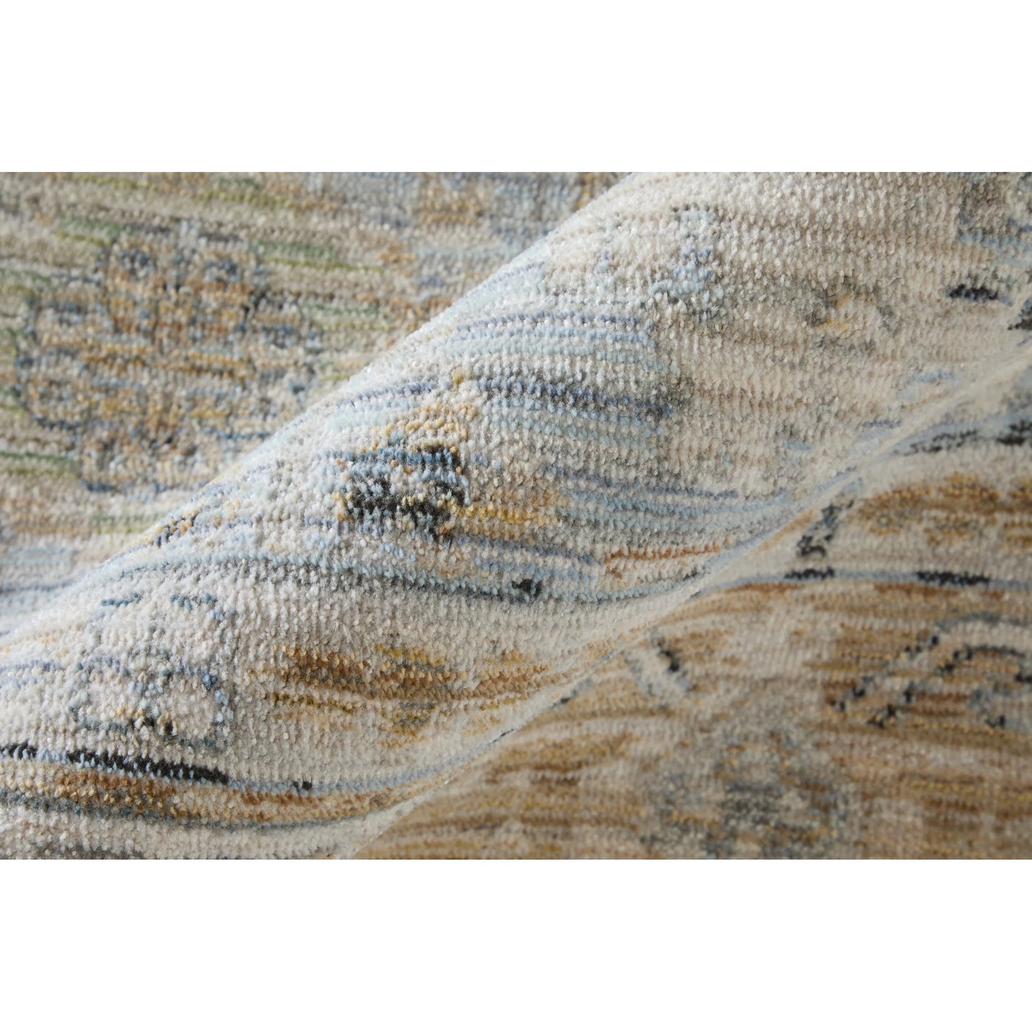 003 SI-2540296,SI-2540297,SI-2540298,SI-2540299,SI-2540300,SI-2540302 | Closeup | Augustine Traditional Bordered AUG39TZF Rug by Feizy in blue, ivory, tan. Made from polypropylene, polyester in a unique style.