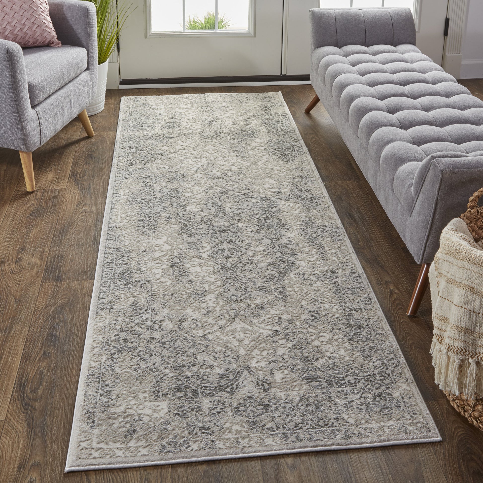 Prasad Rug - 3682F by Feizy in ivory, gray, black. Made from polypropylene, polyester in a unique style.