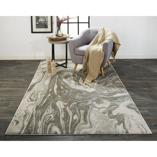 Prasad Rug - 3894F by Feizy in gray, ivory, silver. Made from polypropylene, polyester in a unique style.