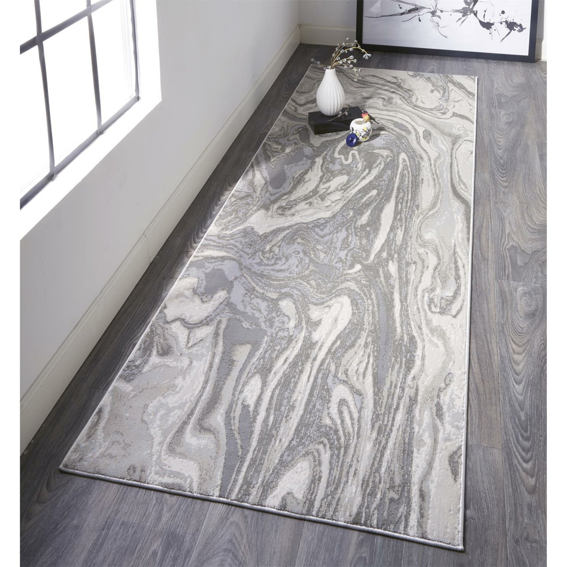 Prasad Rug - 3894F by Feizy in gray, ivory, silver. Made from polypropylene, polyester in a unique style.