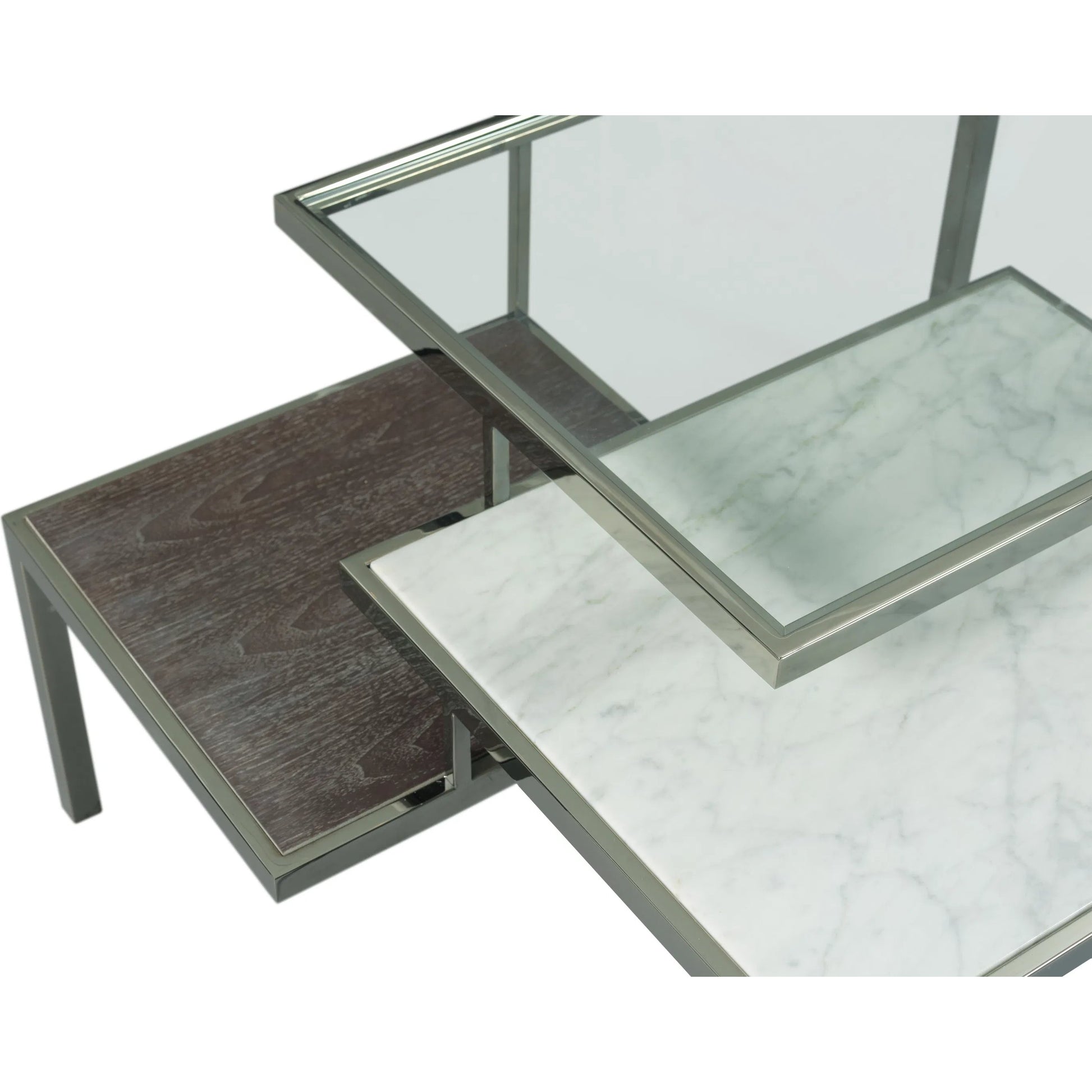 Libby Langdon Randall Tier Cocktail Tables by Fairfield Chair in brown and cerused espresso. Made from walnut solids, veneers in a unique style.