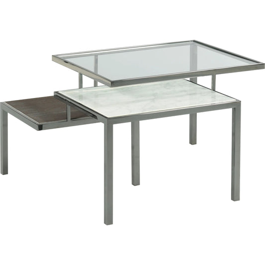 Libby Langdon Randall Tier Cocktail Tables by Fairfield Chair in brown and cerused espresso. Made from walnut solids, veneers in a unique style.