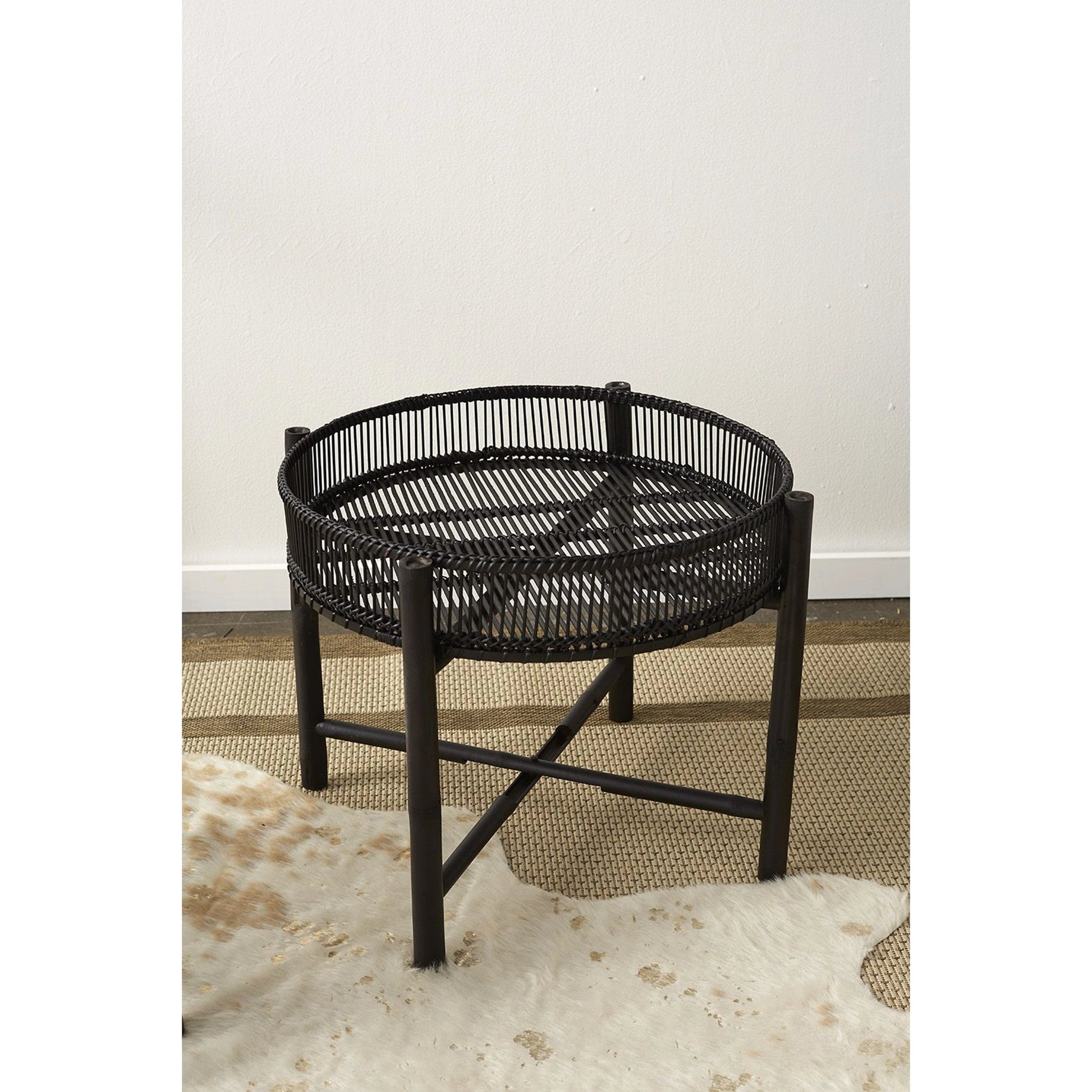Nash Stand by Accent Decor in black. Made from natural fibers in a cottage & farmhouse style.