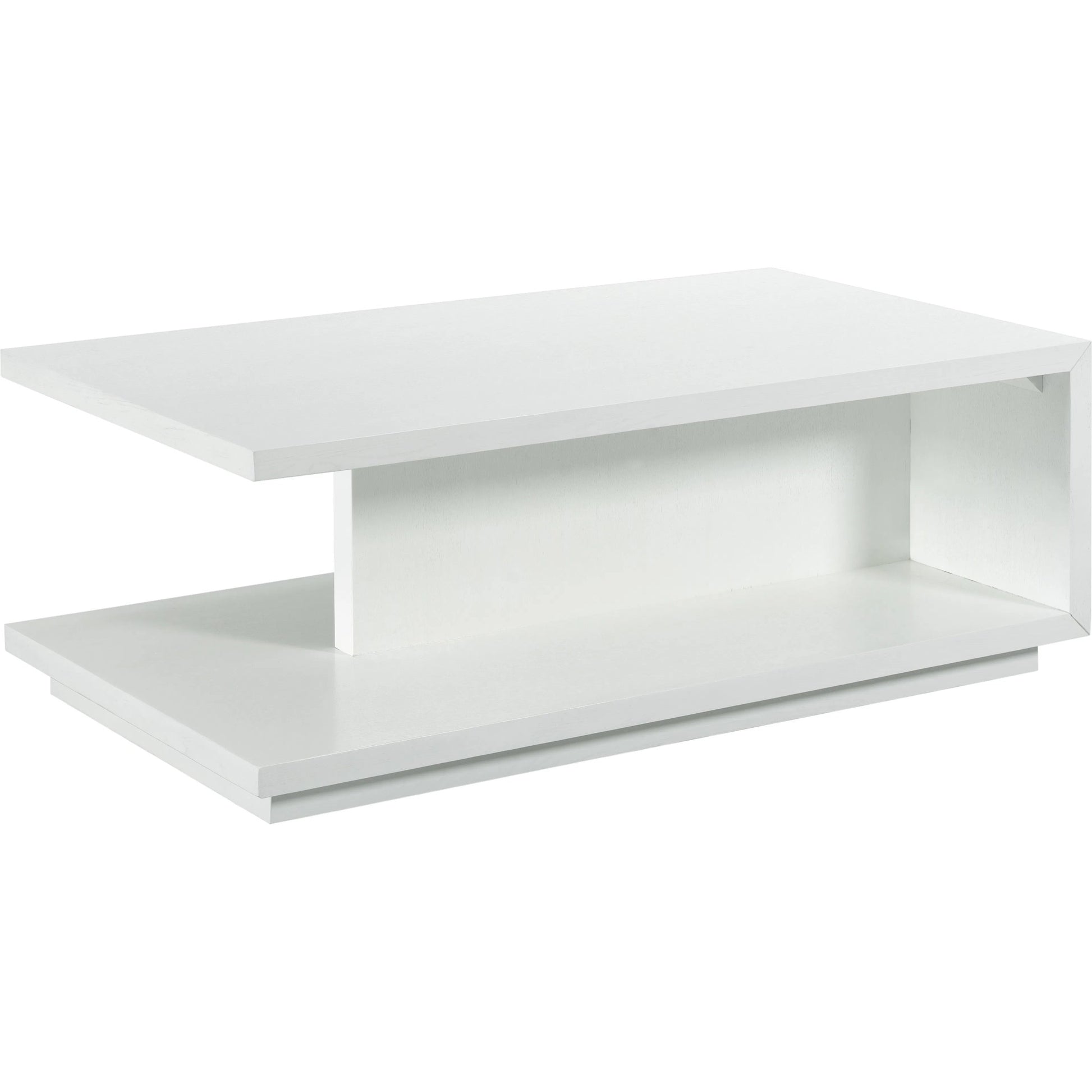 Libby Langdon Dune Rectangular Cocktail Table by Fairfield Chair in white and white lacquer. Made from quartered ash solids, veneers in a unique style.