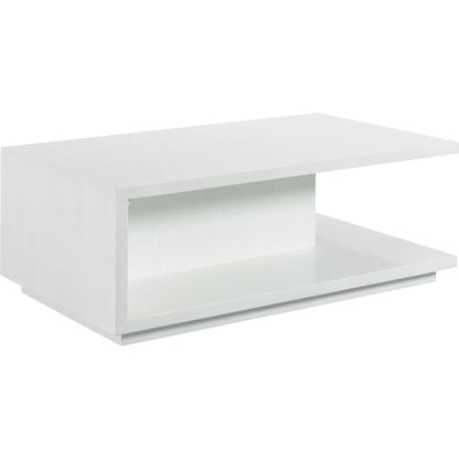 Libby Langdon Dune Rectangular Cocktail Table by Fairfield Chair in white and white lacquer. Made from quartered ash solids, veneers in a unique style.