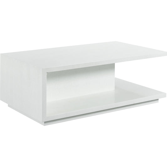 Libby Langdon Dune Rectangular Cocktail Table by Fairfield Chair in white and white lacquer. Made from quartered ash solids, veneers in a unique style.