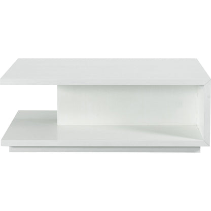 Libby Langdon Dune Rectangular Cocktail Table by Fairfield Chair in white and white lacquer. Made from quartered ash solids, veneers in a unique style.
