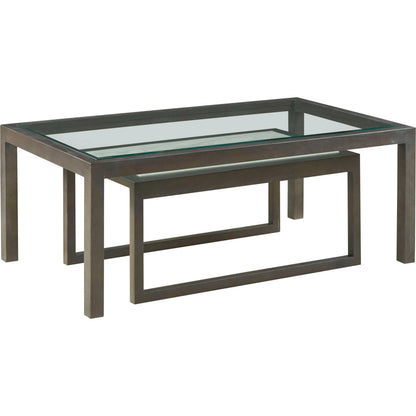 Libby Langdon Gansett Nesting Cocktail Table(s) by Fairfield Chair in brown and dark sable. Made from ash solids in a unique style.