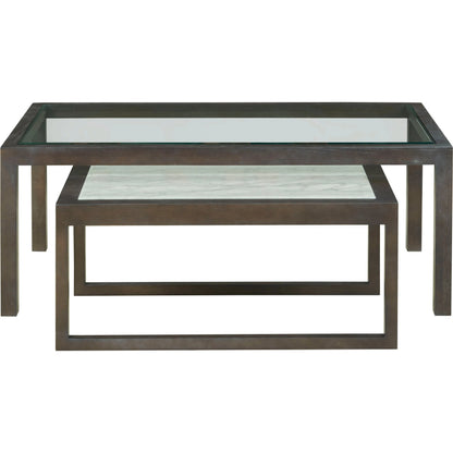 Libby Langdon Gansett Nesting Cocktail Table(s) by Fairfield Chair in brown and dark sable. Made from ash solids in a unique style.