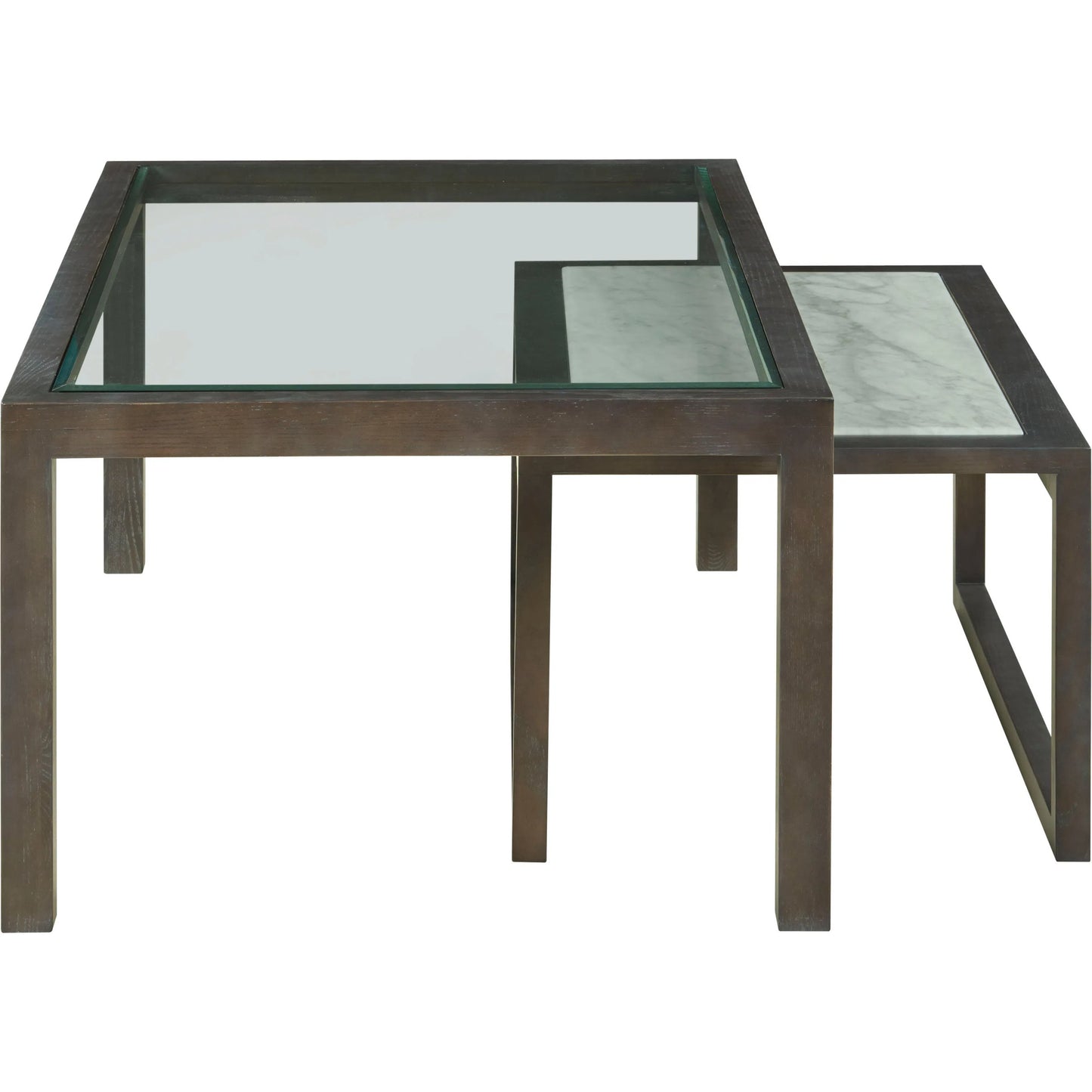 003 SI-2635749 | Additional Silo | Libby Langdon Gansett Nesting Cocktail Table(s) by Fairfield Chair in brown and dark sable. Made from ash solids in a unique style.