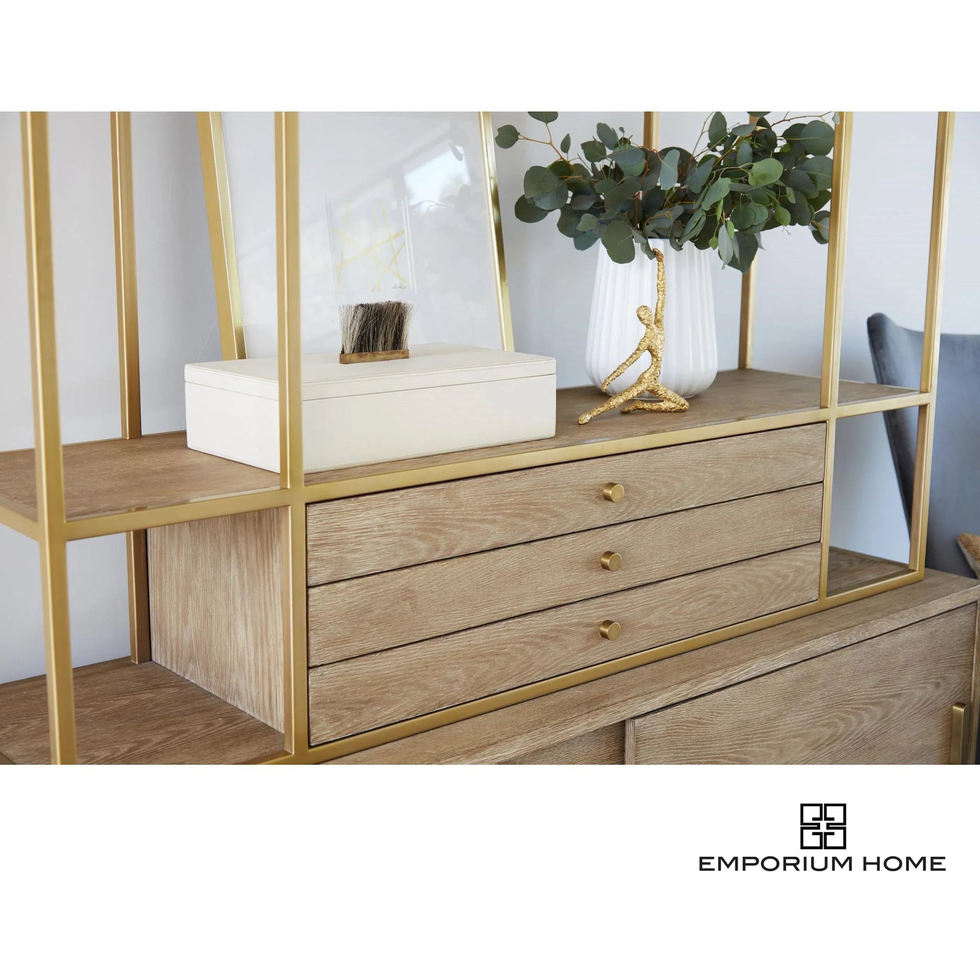 Harrington Box by Global Views. Made from mdf, brass, horse hair, leather cladding in a traditional style.