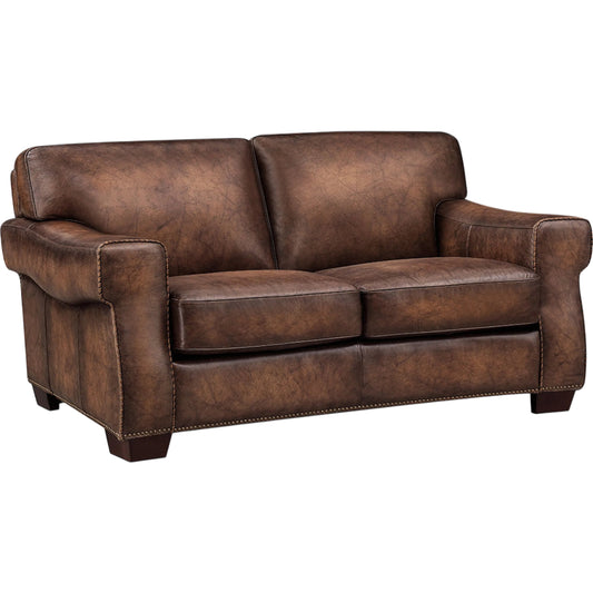 Capri 2-Seat Leather Sofa by Hydeline in russet. Made from full leather, solid hardwood kiln dried in a unique style.