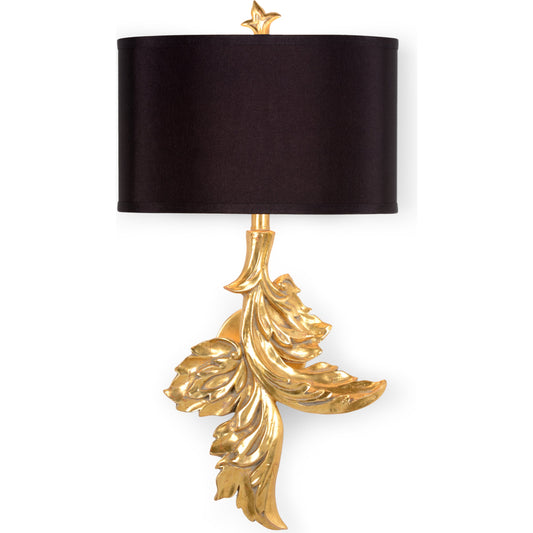 Gaylord Sconce by Wildwood in gold. Made from unique in a transitional style.