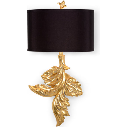Gaylord Sconce by Wildwood in gold. Made from unique in a transitional style.