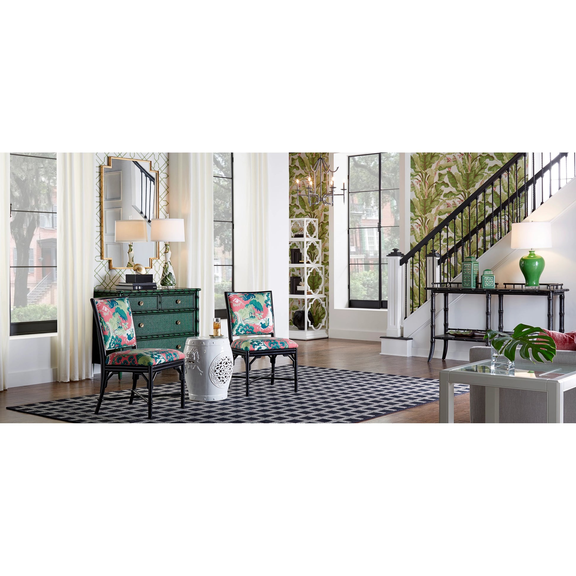 Bamboo Chandelier by Wildwood in antique silver patina. Made from other: metal in a transitional style.