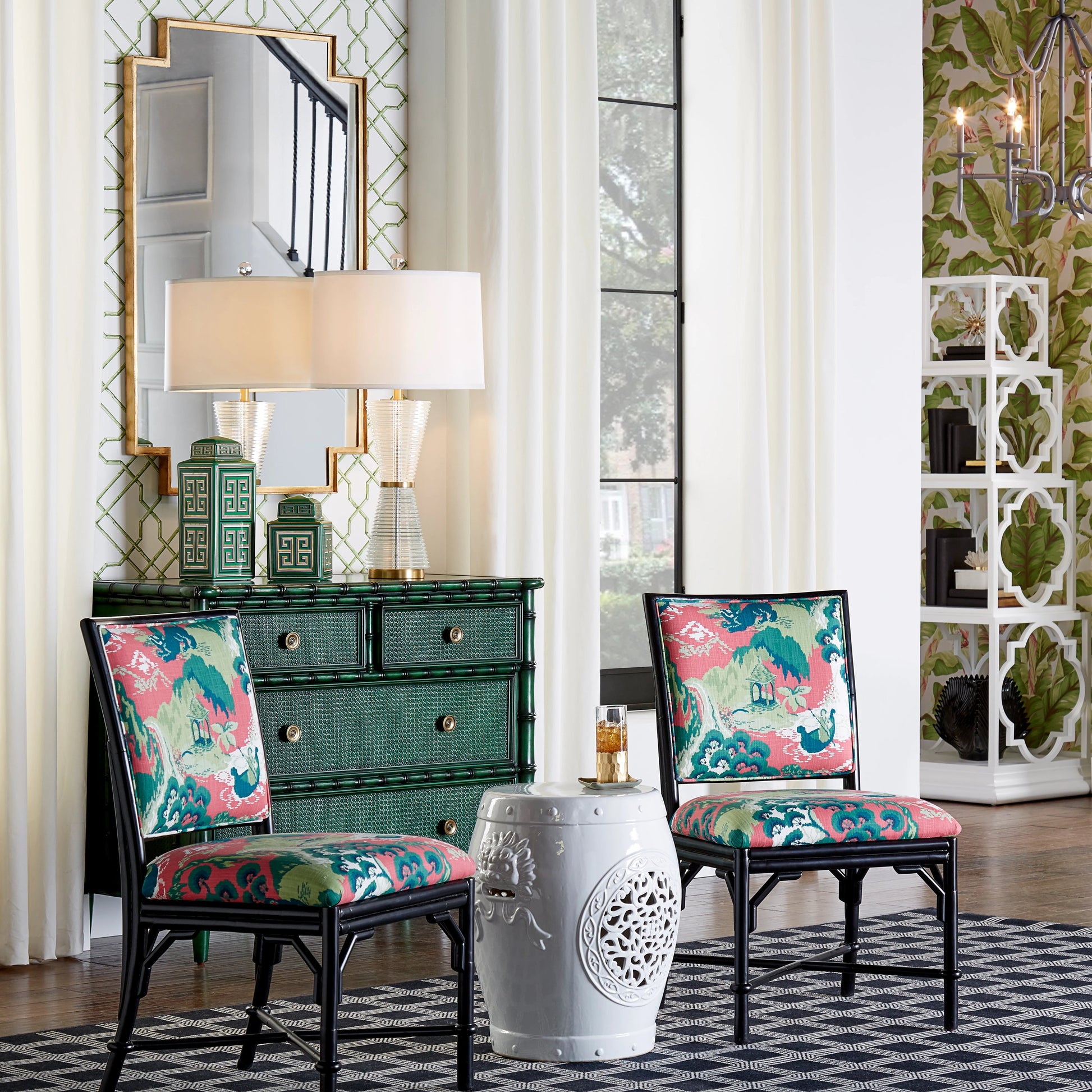 Bamboo Chandelier by Wildwood in antique silver patina. Made from other: metal in a transitional style.