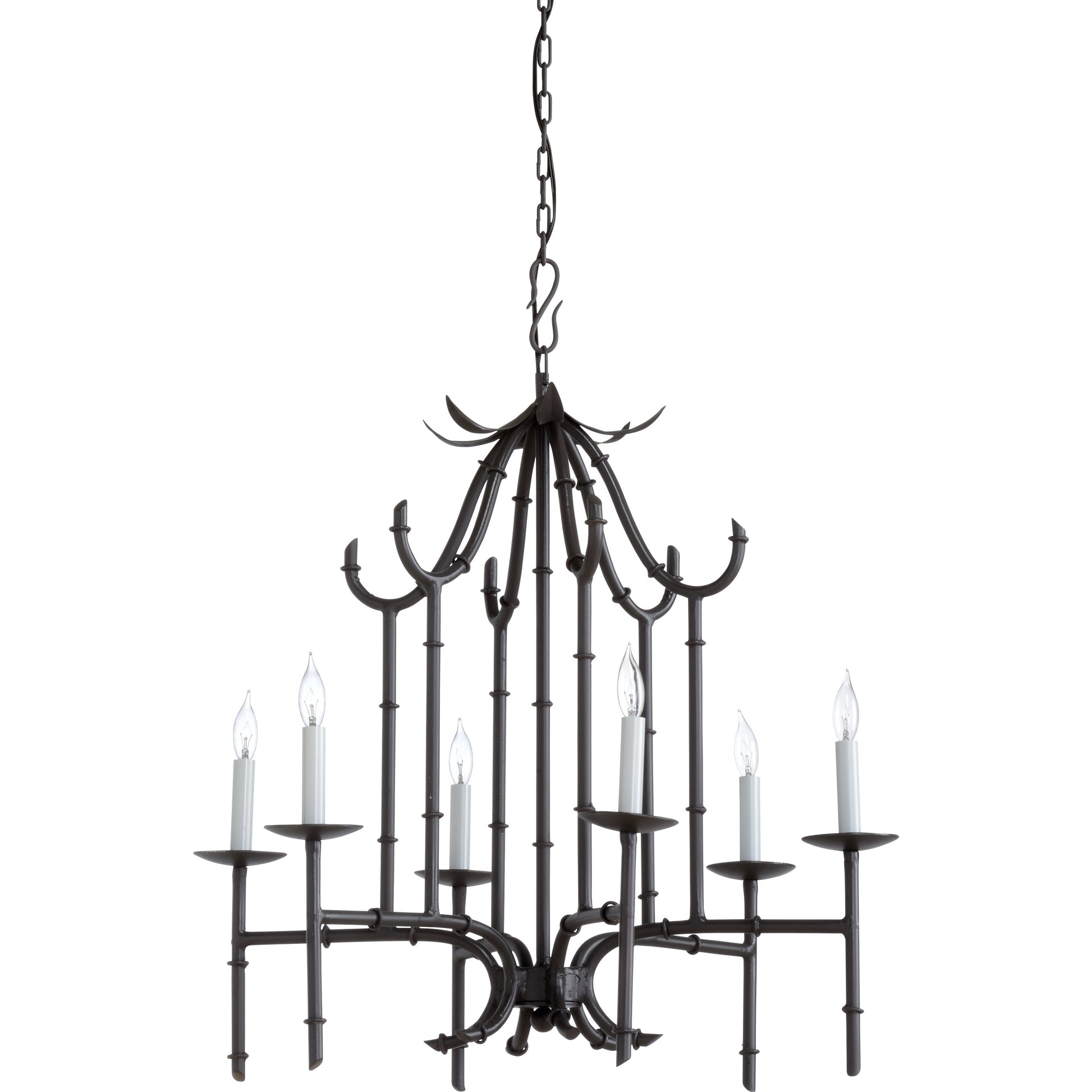 Bamboo Chandelier by Wildwood in antique silver patina. Made from other: metal in a transitional style.