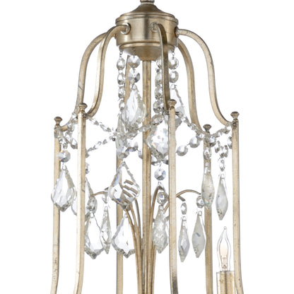 Buckhead Chandelier by Wildwood in antique gold leaf, clear. Made from iron in a traditional style.