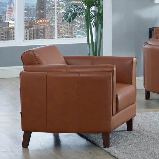 Maui Chair by Hydeline in nutmeg brown. Made from leather in a transitional style.