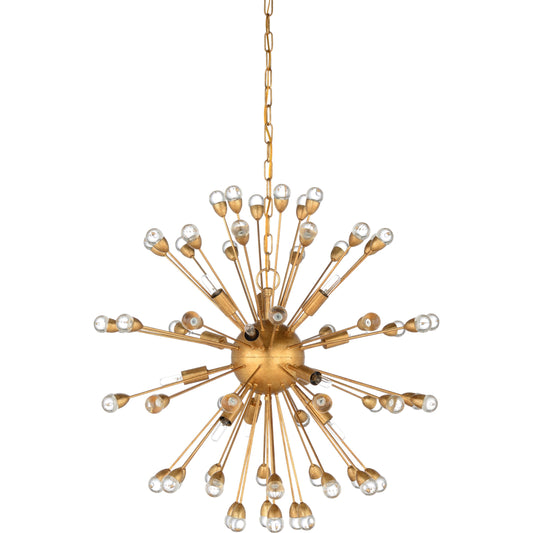Saturn Chandelier by Wildwood in gold. Made from iron in a modern style.