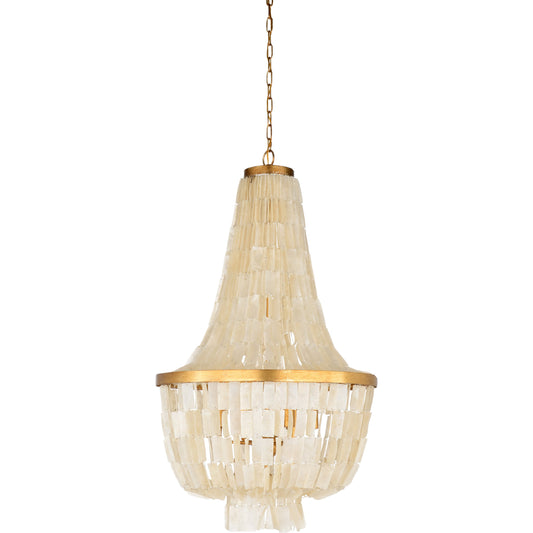 Ellison Chandelier by Wildwood in white, gold. Made from iron, shell in a transitional style.