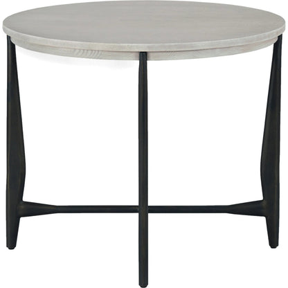 Libby Langdon Wheelock End Table by Fairfield Chair in grey and sheer dove. Made from quartered ash solids, veneers in a unique style.