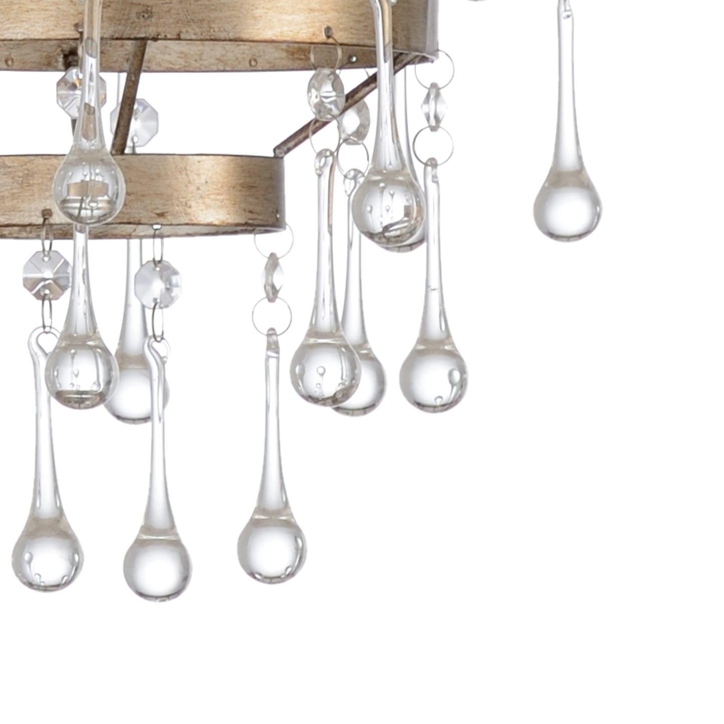 002 SR-384690 | Closeup | Ansley Chandelier by Wildwood in antique silver leaf, clear. Made from iron, crystal in a transitional style.