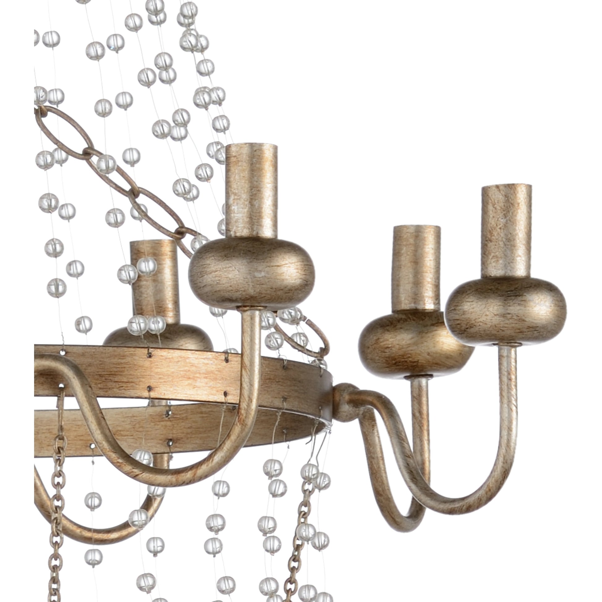 Ansley Chandelier by Wildwood in antique silver leaf, clear. Made from iron, crystal in a transitional style.