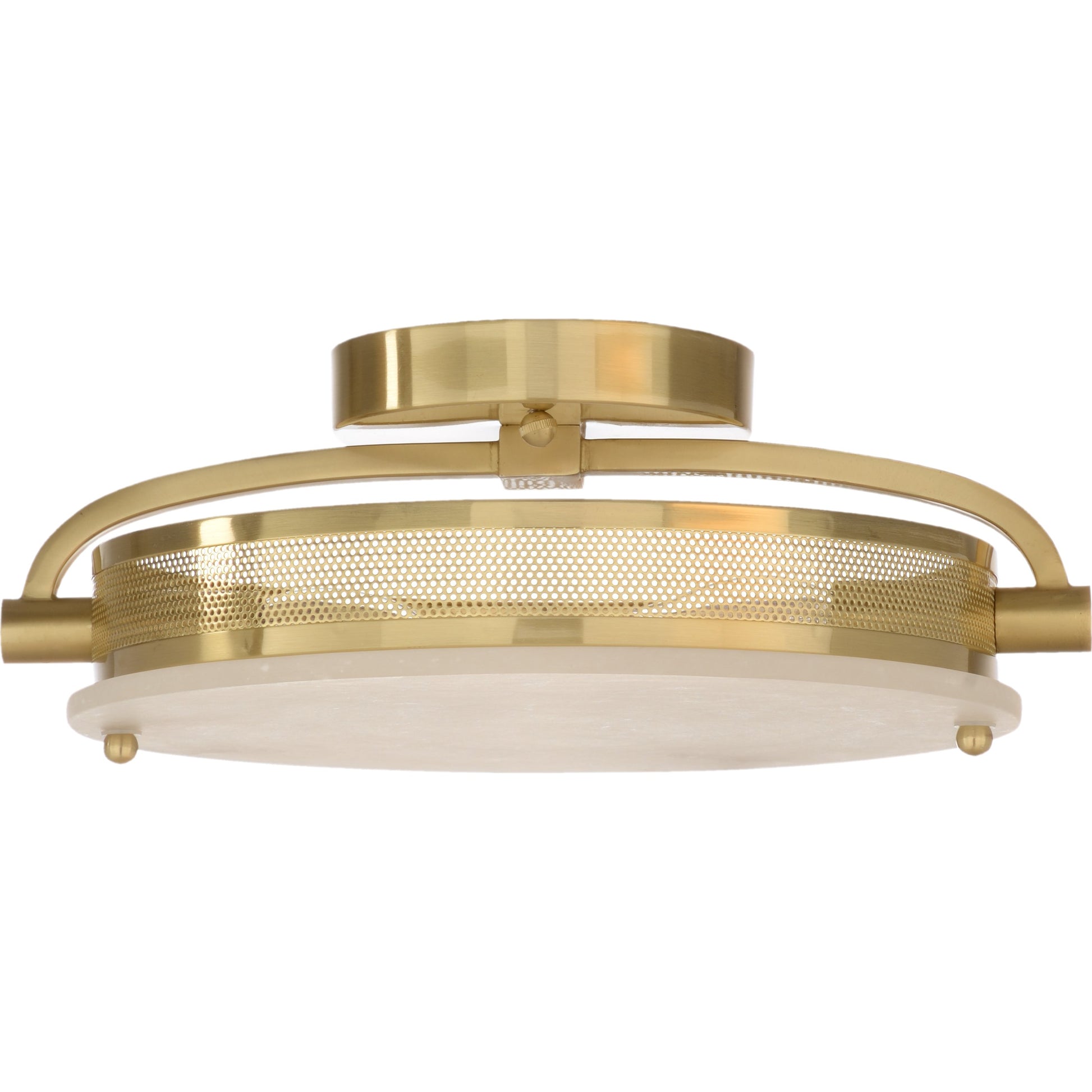 Moon Flush Mount by Wildwood in natural white, brushed nickel. Made from alabaster in a modern style.