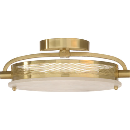 Moon Flush Mount by Wildwood in natural white, brushed nickel. Made from alabaster in a modern style.