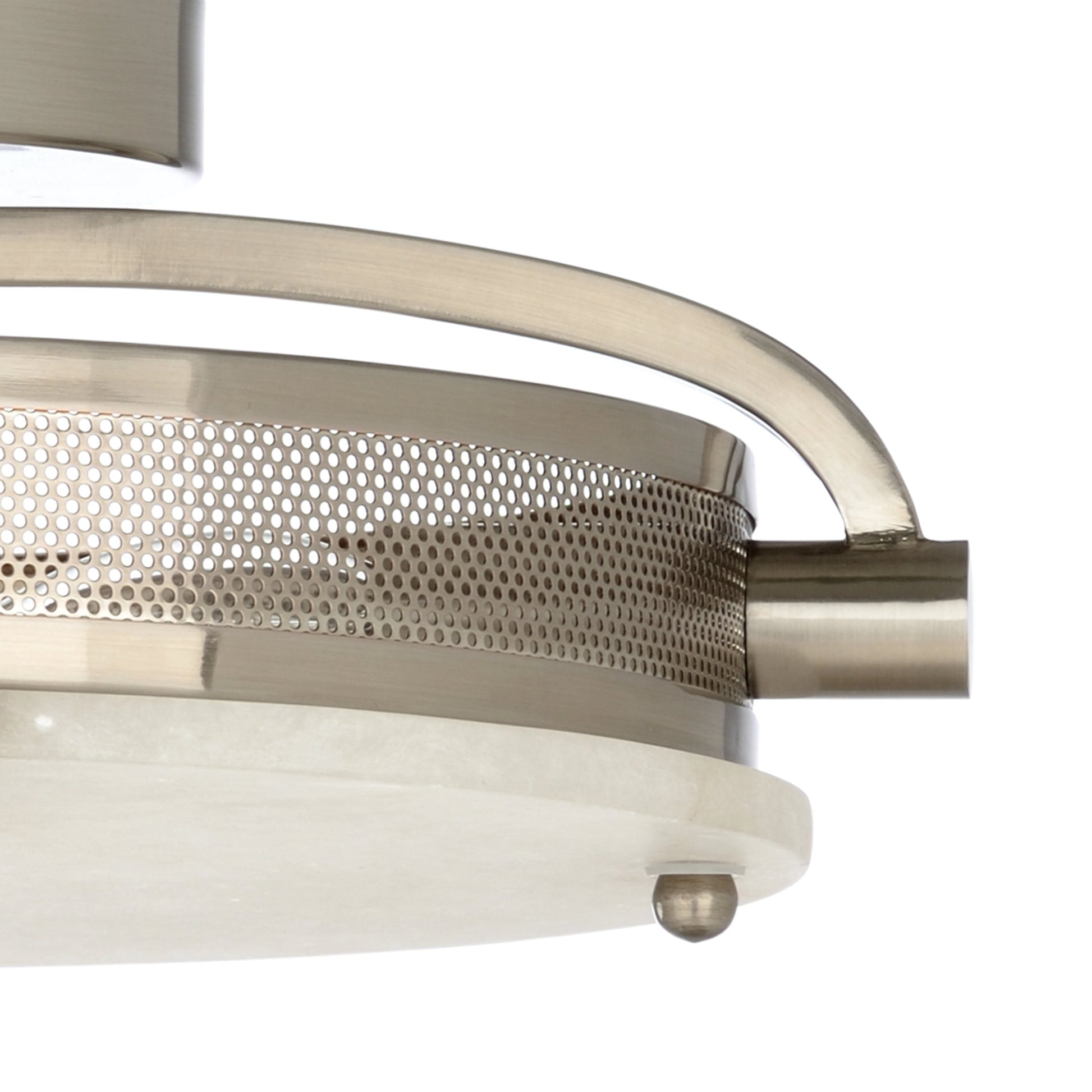 Moon Flush Mount by Wildwood in natural white, brushed nickel. Made from alabaster in a modern style.