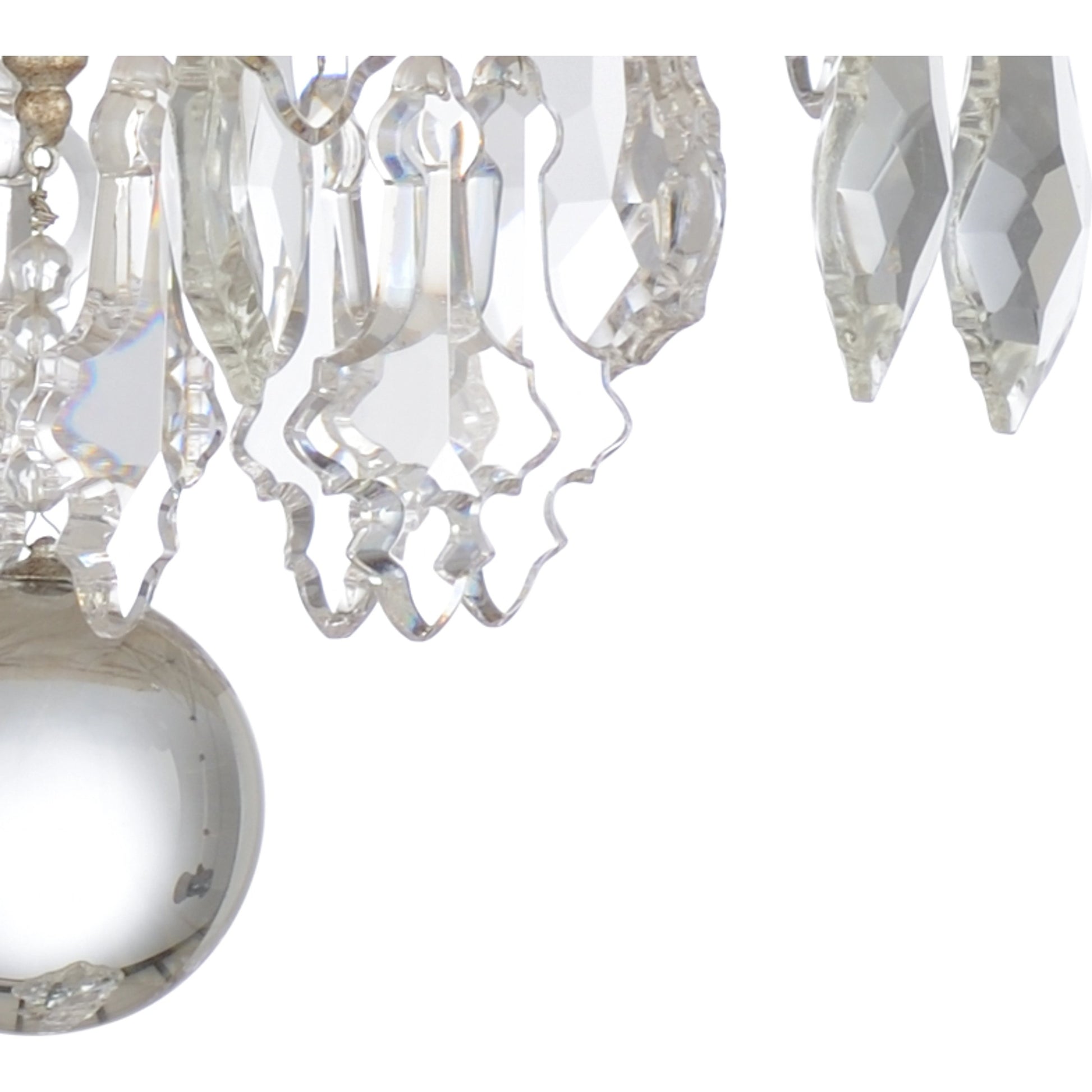 Versailles Chandelier by Wildwood in antique silver leaf, clear. Made from iron, crystal in a traditional style.