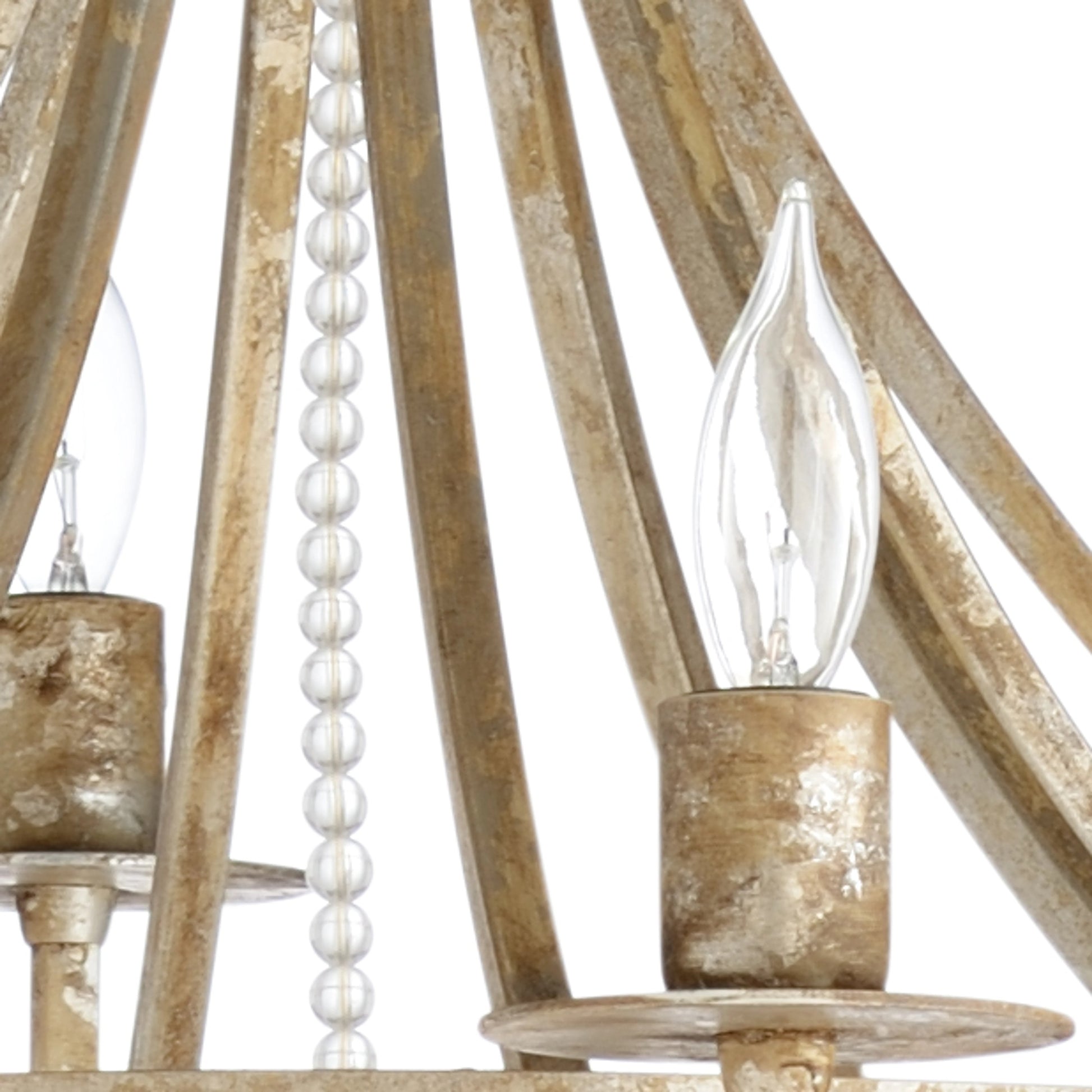 Martha Chandelier by Wildwood in aged silver leaf, clear. Made from iron, crystal in a transitional style.