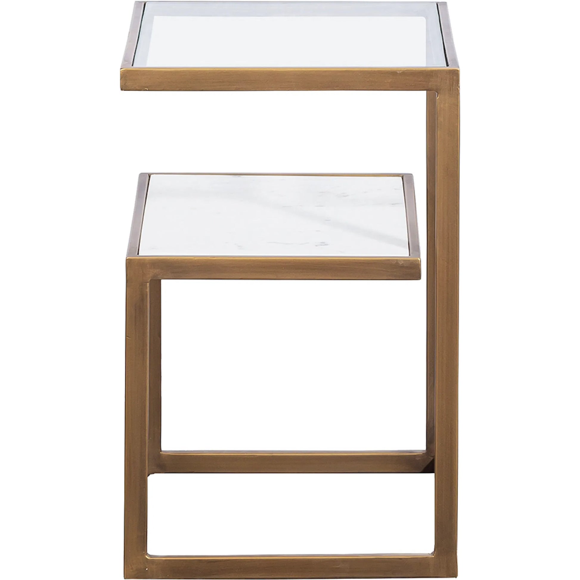 Libby Langdon Jayden Drink Table by Fairfield Chair in gold and champagne. Made from metal, carrara marble in a unique style.
