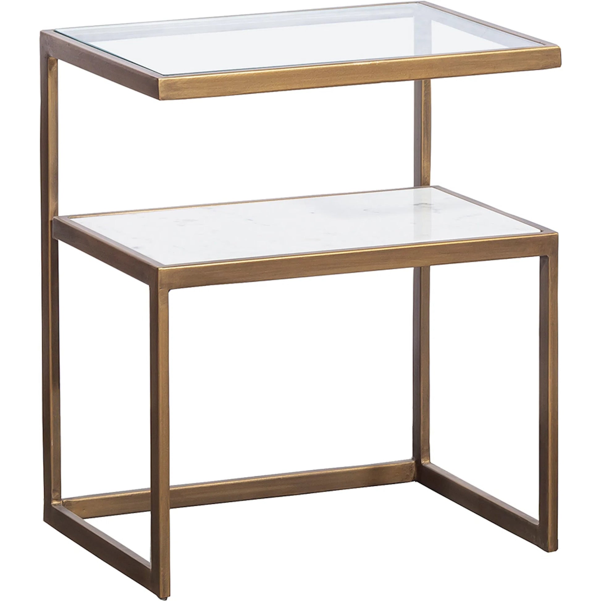Libby Langdon Jayden Drink Table by Fairfield Chair in gold and champagne. Made from metal, carrara marble in a unique style.
