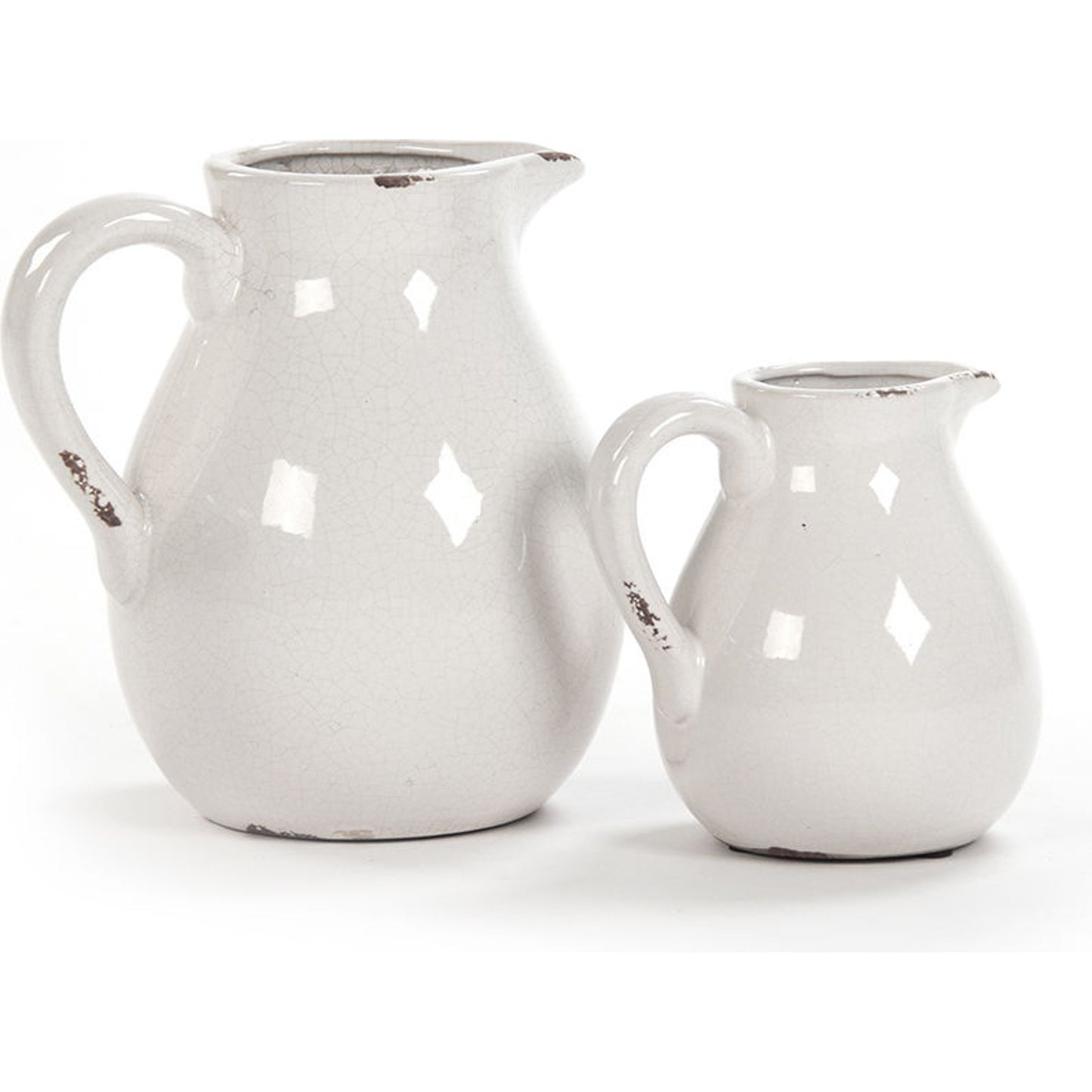 003 S-338075,S-338076 | Additional Silo | Distressed Crackle Pitcher by Zentique in distressed crackle white and ceramic. Made from ceramic in a cottage & farmhouse style.