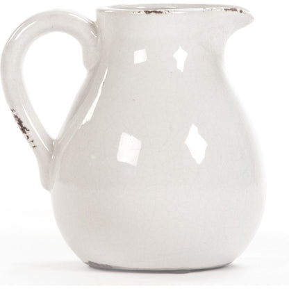 Distressed Crackle Pitcher by Zentique in distressed crackle white and ceramic. Made from ceramic in a cottage & farmhouse style.