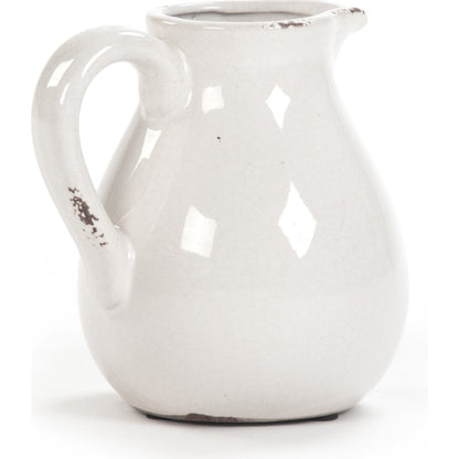 Distressed Crackle Pitcher by Zentique in distressed crackle white and ceramic. Made from ceramic in a cottage & farmhouse style.