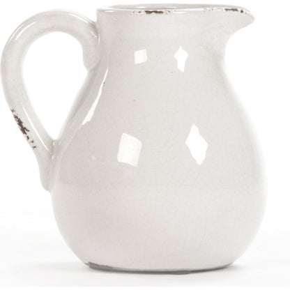 Distressed Crackle Pitcher by Zentique in distressed crackle white and ceramic. Made from ceramic in a cottage & farmhouse style.