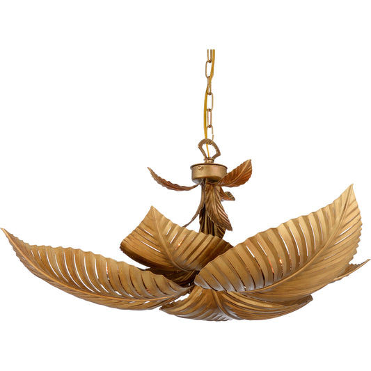 Naples Palm Chandelier by Wildwood in gold. Made from metal in a coastal style.