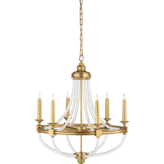Prospect Chandelier by Wildwood in gold. Made from brass, acrylic in a transitional style.