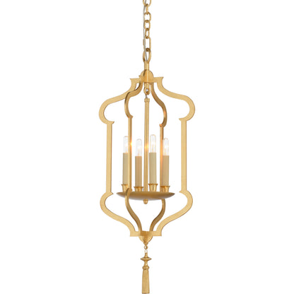 Odaslisque Lantern by Wildwood in gold leaf. Made from iron in a transitional style.