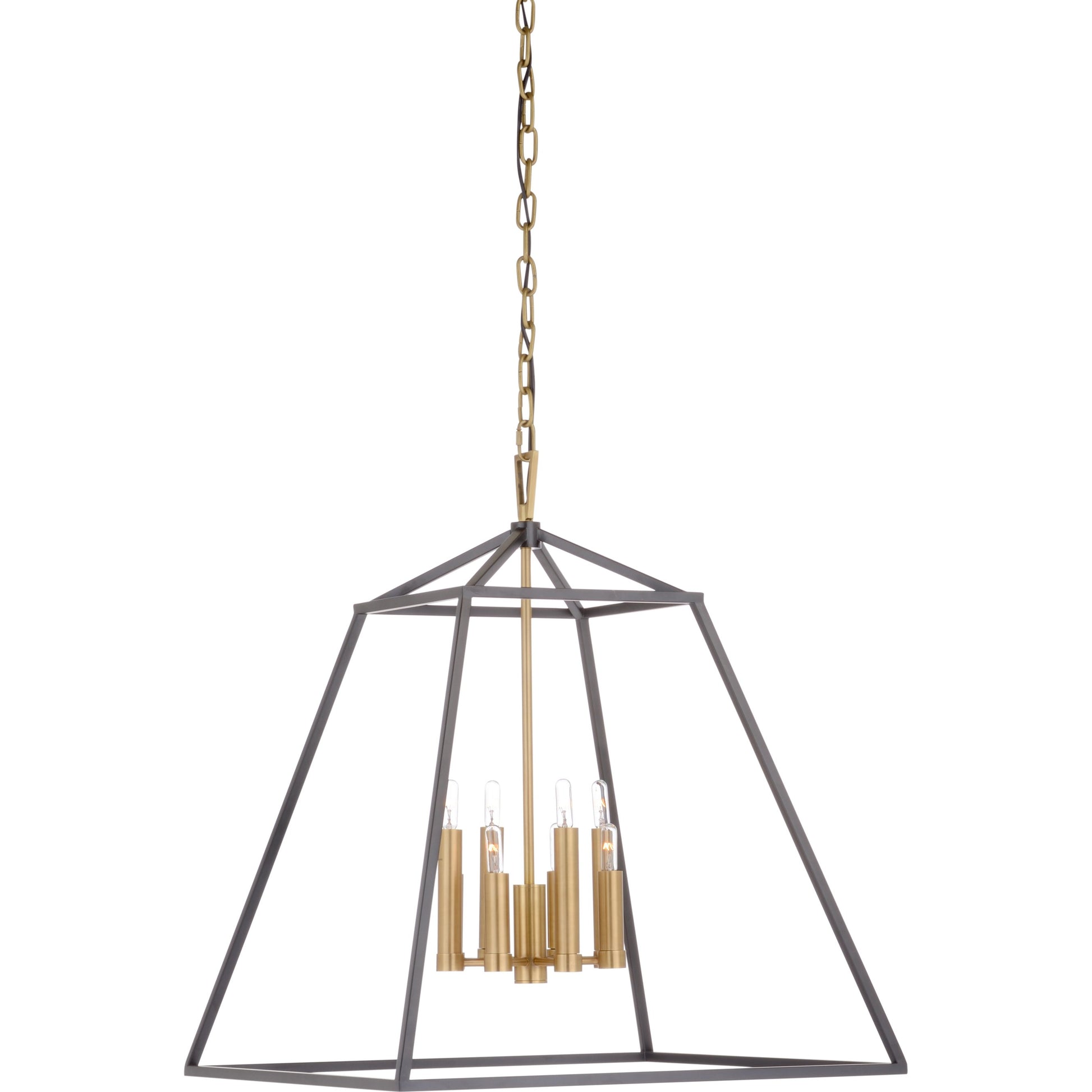 Poligono Pendant by Wildwood in black, antique brass. Made from iron in a modern style.