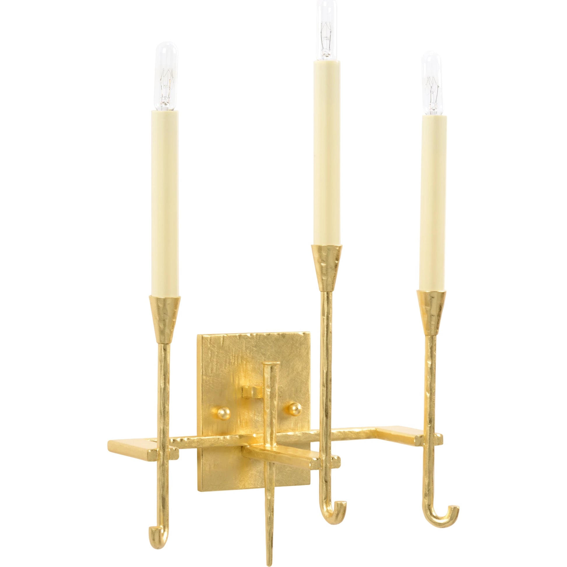 Diego Sconce by Wildwood in hammered, gold leaf. Made from steel in a modern style.