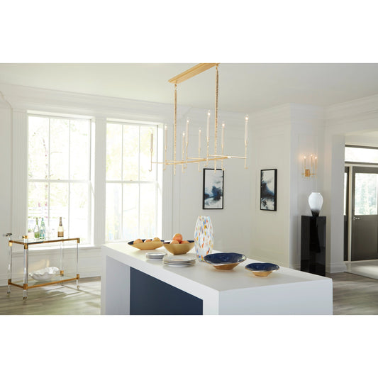 Diego Sconce by Wildwood in hammered, gold leaf. Made from steel in a modern style.