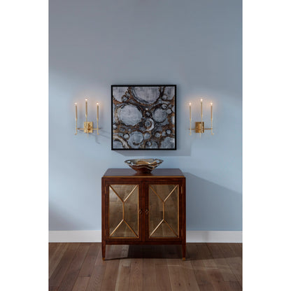 Diego Sconce by Wildwood in hammered, gold leaf. Made from steel in a modern style.