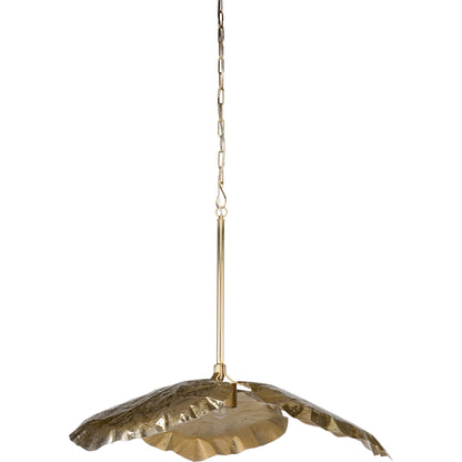 Tropical Leaf Pendant by Wildwood in antique brass. Made from steel in a coastal style.