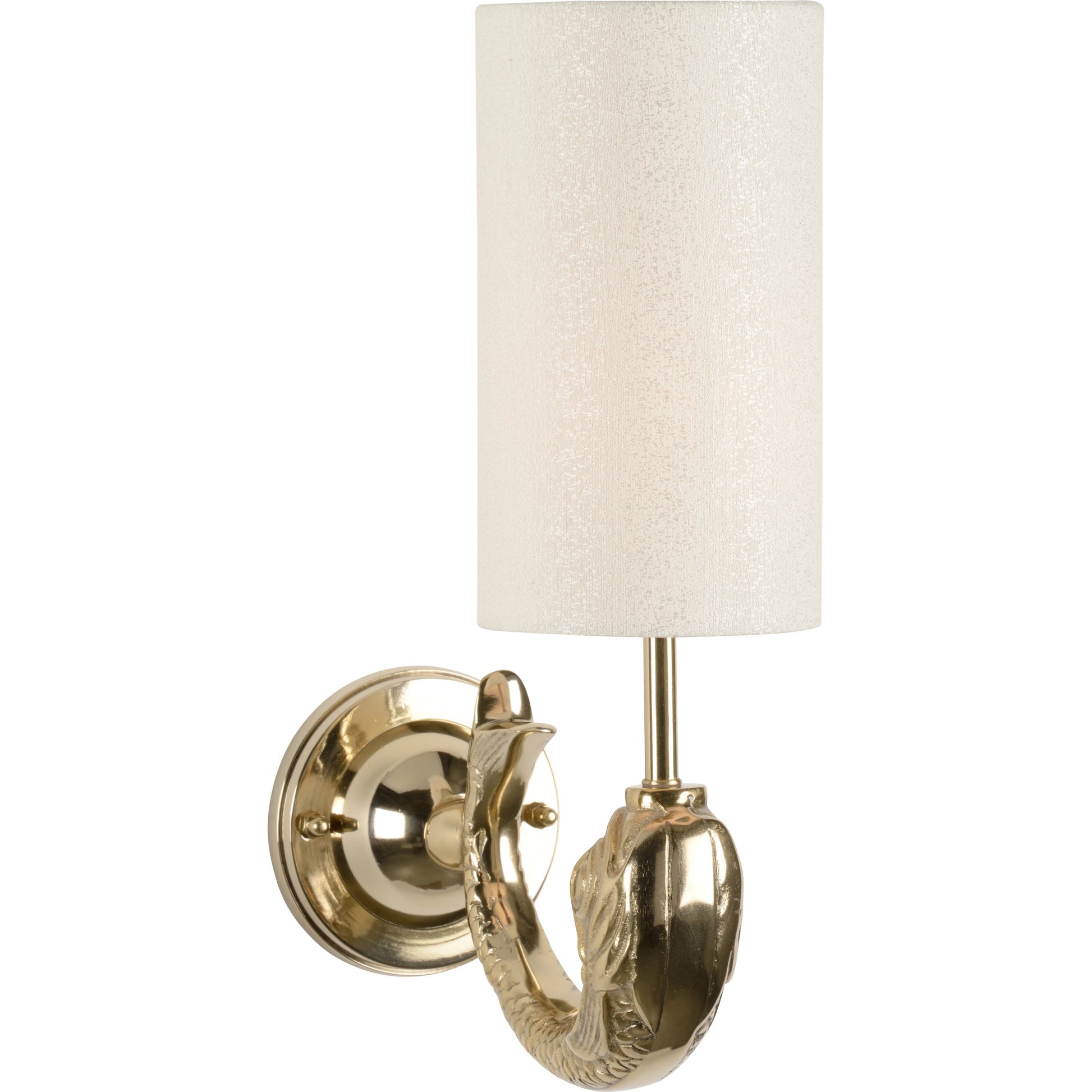 Dolphin Sconce by Wildwood in polished brass. Made from aluminum in a modern style.