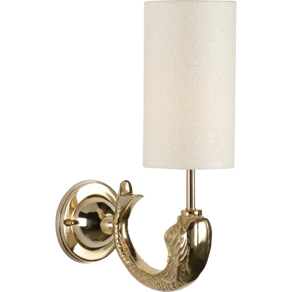 Dolphin Sconce by Wildwood in polished brass. Made from aluminum in a modern style.